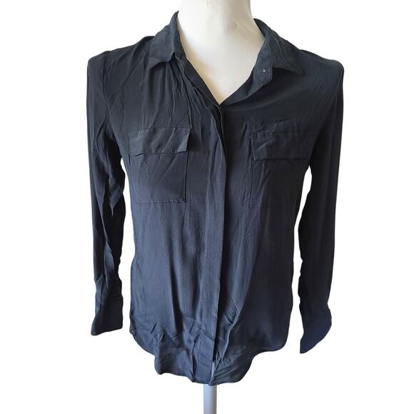 Madewell Black Silk Pocket Blouse Button-down size small - Picture 1 of 8